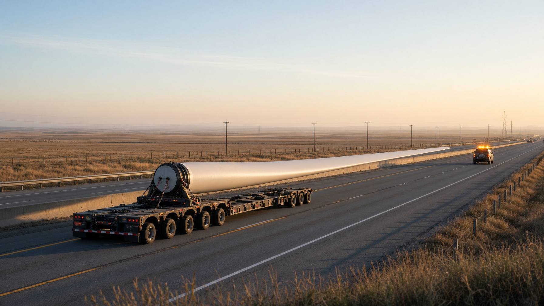 Wind turbine blade on an extendable trailer